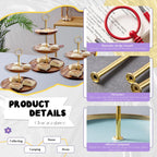 4 Set 3-Tier Cupcake Stand Hardware Handles, Tiered Tray Plate Hardware Kit, Zinc Alloy Cake Plate Stand Handle Fittings with Screws, Heavy Metal Cake Stands Holder, Round