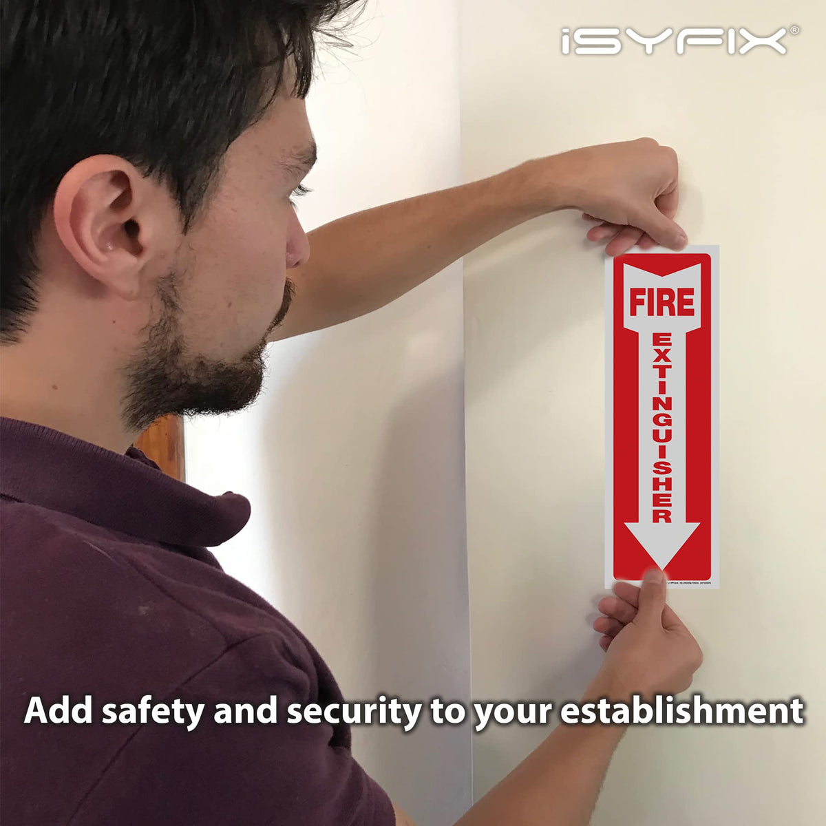 iSYFIX Safety Sign Bundle: Emergency Exit Stickers, Fire Extinguisher Stickers, and Exit Signs Stickers