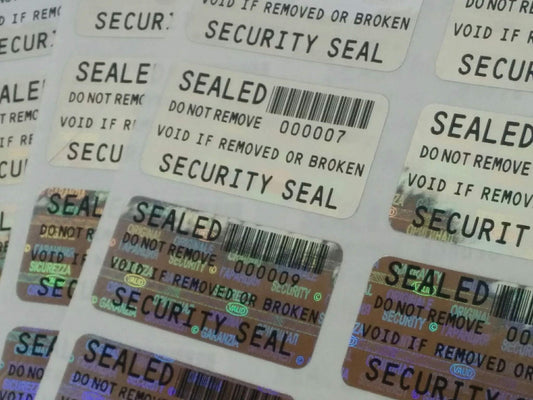 1000 Security Seal 1.25 x .59 Inch Security Hologram Stickers, Warranty Tamper evident Labels