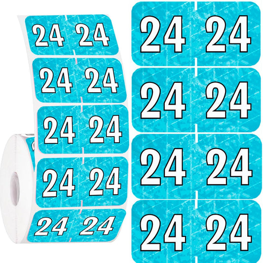 500 Pieces 2024 Year Stickers File Folder Labels 3/4" x 1 1/2" Rectangle Coded Colored Self-Adhesive for Tab File Folders Office Supplies (Blue, White)