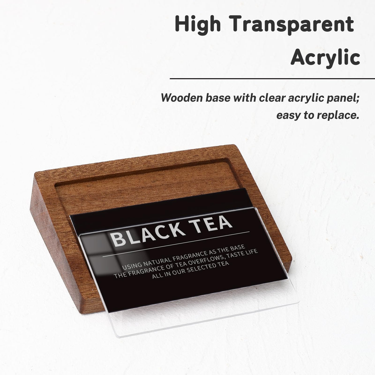 LIANHELILAI Wood Label Holder 2 Pack for Tabletop Stand or Recline