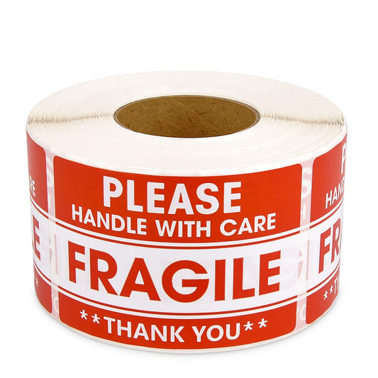 Methdic 2"x 3" Fragile Stickers 500 Labels Per Roll Strong Adhesive (Handle with Care,Do Not Drop,Thank You) Labels for Shipping and Moving 2" x 3" | 500 Labels