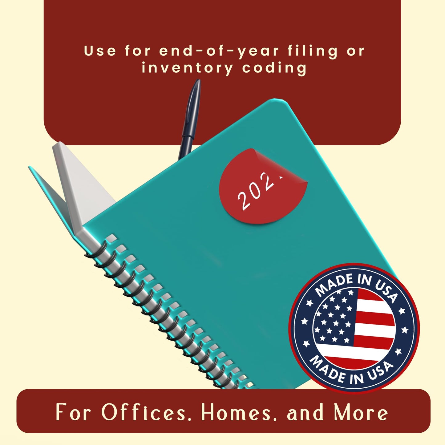 InStockLabels 2025 Year Stickers (Cranberry) - 0.75", 500 Round Stickers Per Roll – Round Labels for File Folders, Sticker Labels for End of Year Organization, Circle Stickers for Office & Home Use