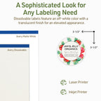 Avery Dissolvable Round Labels, Sure Feed Technology, 3.5" Diameter, Matte White, Print-to-The-Edge, Laser/Inkjet Printable, 40 Labels Total
