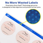 Avery® Printable Labels with Sure Feed®, 22562, Round, 2.5" Diameter, Matte White, 225 Customizable Labels