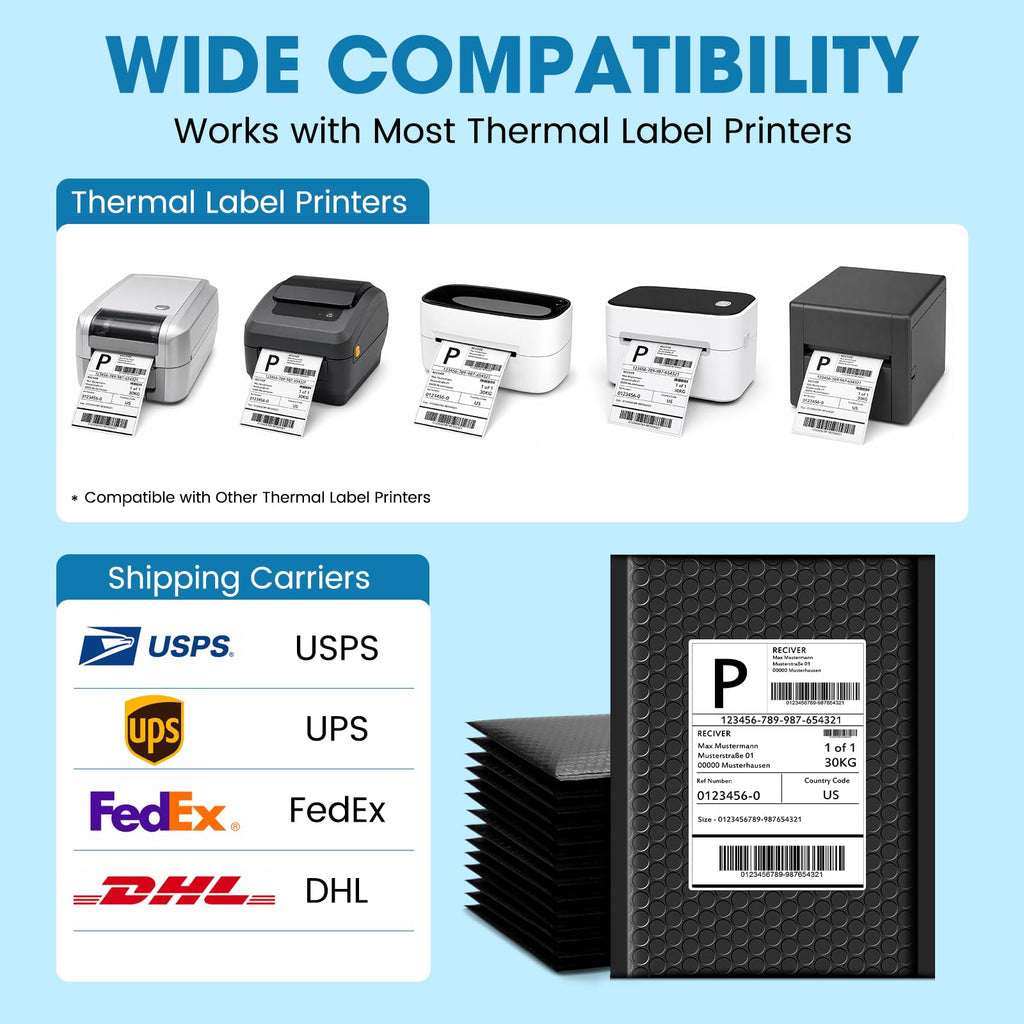 Fuxury Thermal Labels 4x6 500 Labels Fanfold Direct Shipping Label 4x6"-500 Labels