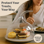 6-inch cake stand with a shatterproof acrylic cake dome—the perfect choice for kitchenware, birthdays, parties, weddings, and baking gifts, ideal for displaying food
