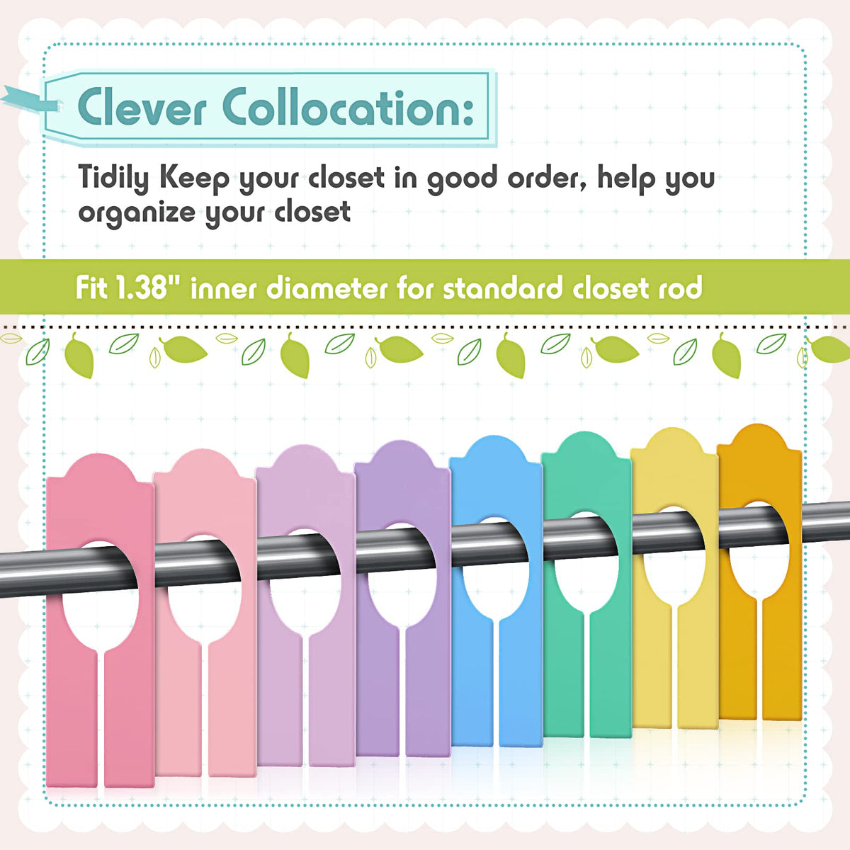 Sintuff 64 Pcs Closet Dividers Hanging Clothes Clothing Rack, Multicolor