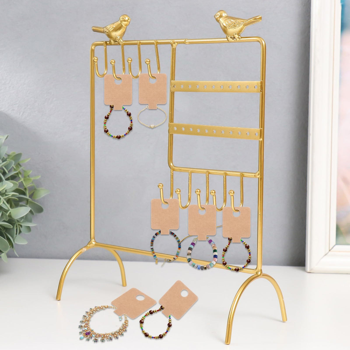 1000 Pcs Self Adhesive Bracelet Display Cards, Necklace Cards for Selling Jewelry, Hanging Bracelet Packaging Card, for Keychain, Earring, Necklace, Hairband and Scrunchies, 3.93 X 1.57 Inches(Brown)