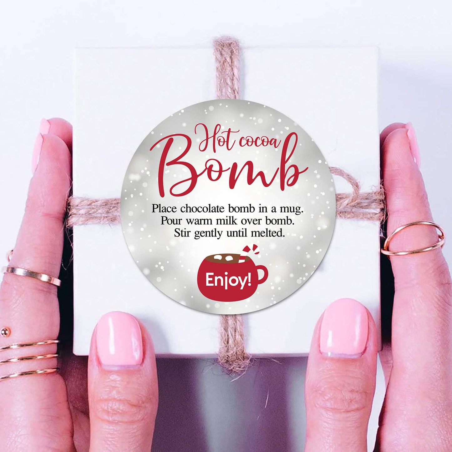 Christmas Hot Cocoa Bomb Stickers, 40-Pack 2in Hot Cocoa Bomb Sticker Labels