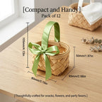 MDEOOSKY 12 Pcs Mini Woven Baskets with Handles, Suitable for Flower Girl Gifts, Ideal for Wedding Favors and Birthday Decorations (Sage Green) Sage Green
