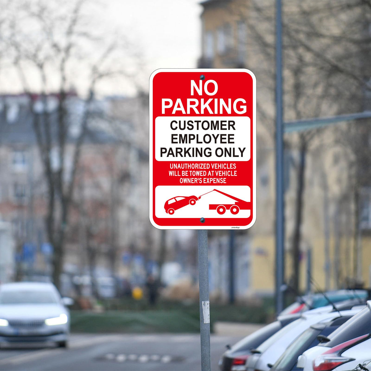 2 Pack Large No Parking Signs, Customer/Employee Parking Only Sign, 18"x12" Customer Parking Sign, Engineer Grade Rust Free Reflective Aluminum, Fade/Weather Resistant, UV Protected, Easy to Install