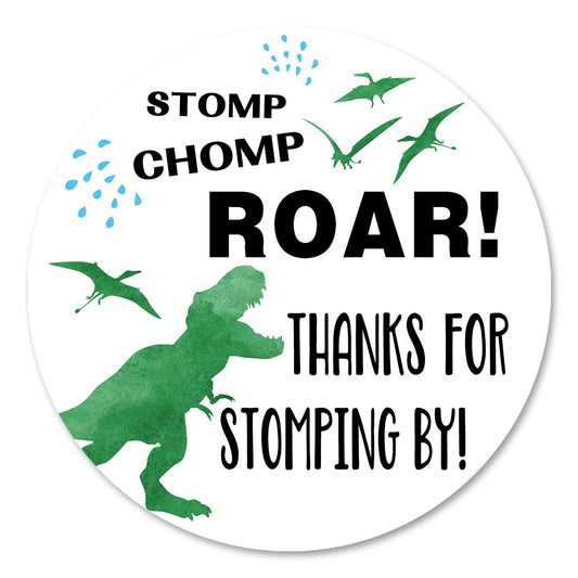 Dinosaur Thank You for Stomping by Stickers, 40 2 Inch Birthday Or Baby Shower Party Favor Labels, Tags