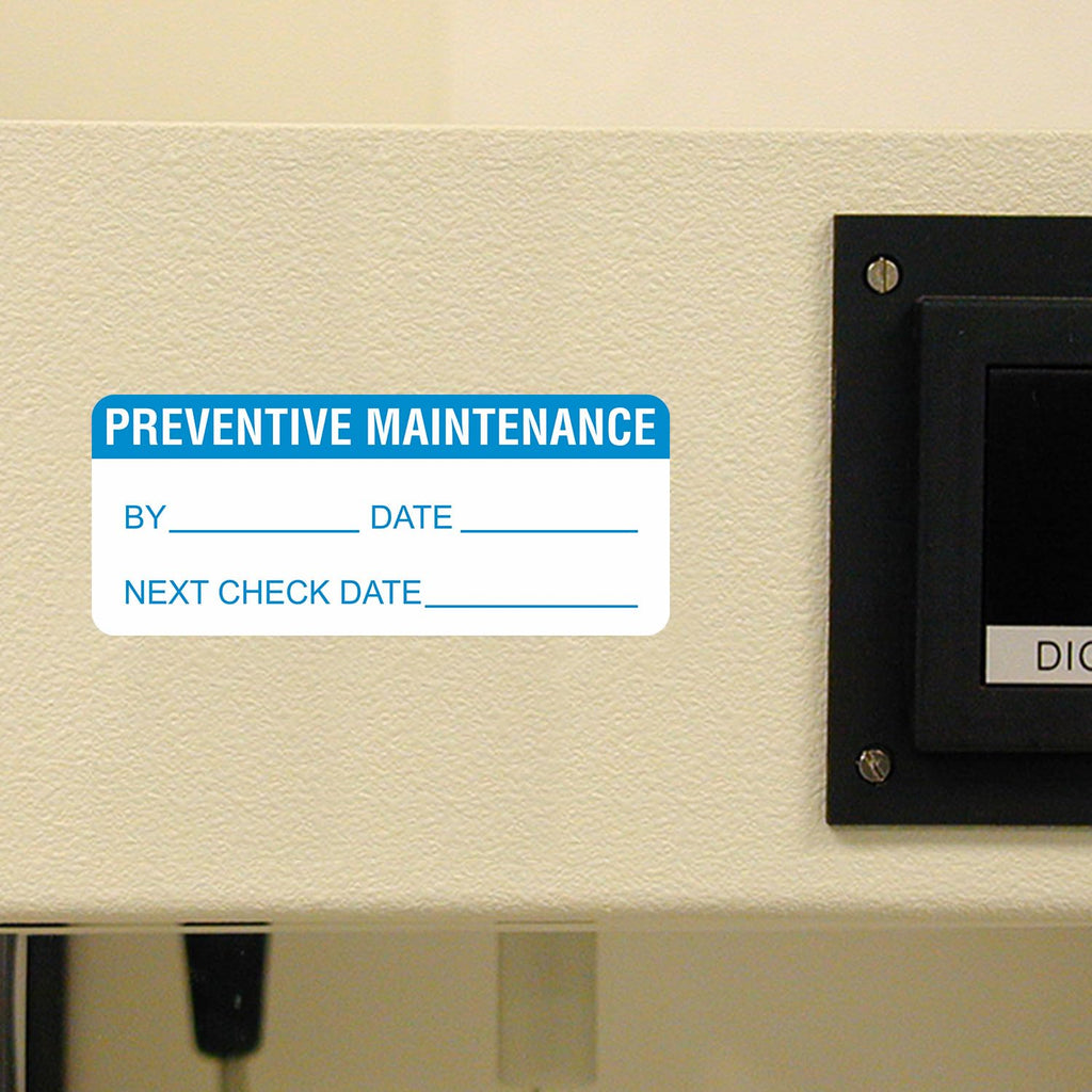 SmartSign Pack of 350 Preventive Maintenance Labels in Dispenser Box| 0.625" x 1.5" Adhesive Vinyl Stickers Adhesive Label Dispenser Box