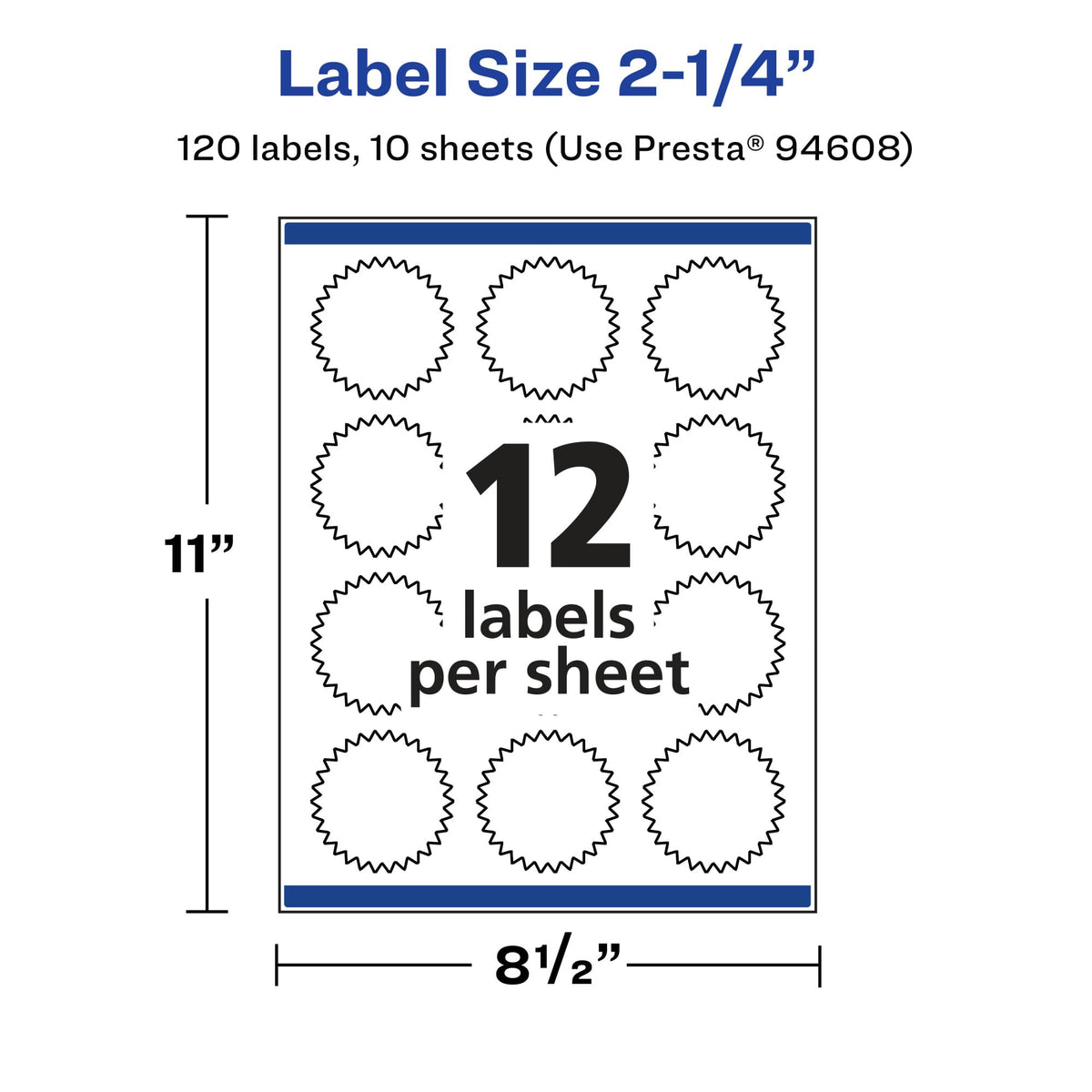 Avery® Glossy Clear Starburst Labels, Sure Feed® Technology, 2.25", 120 Glossy Clear Labels, Print-to-The-Edge, Laser/Inkjet Printable 120 labels