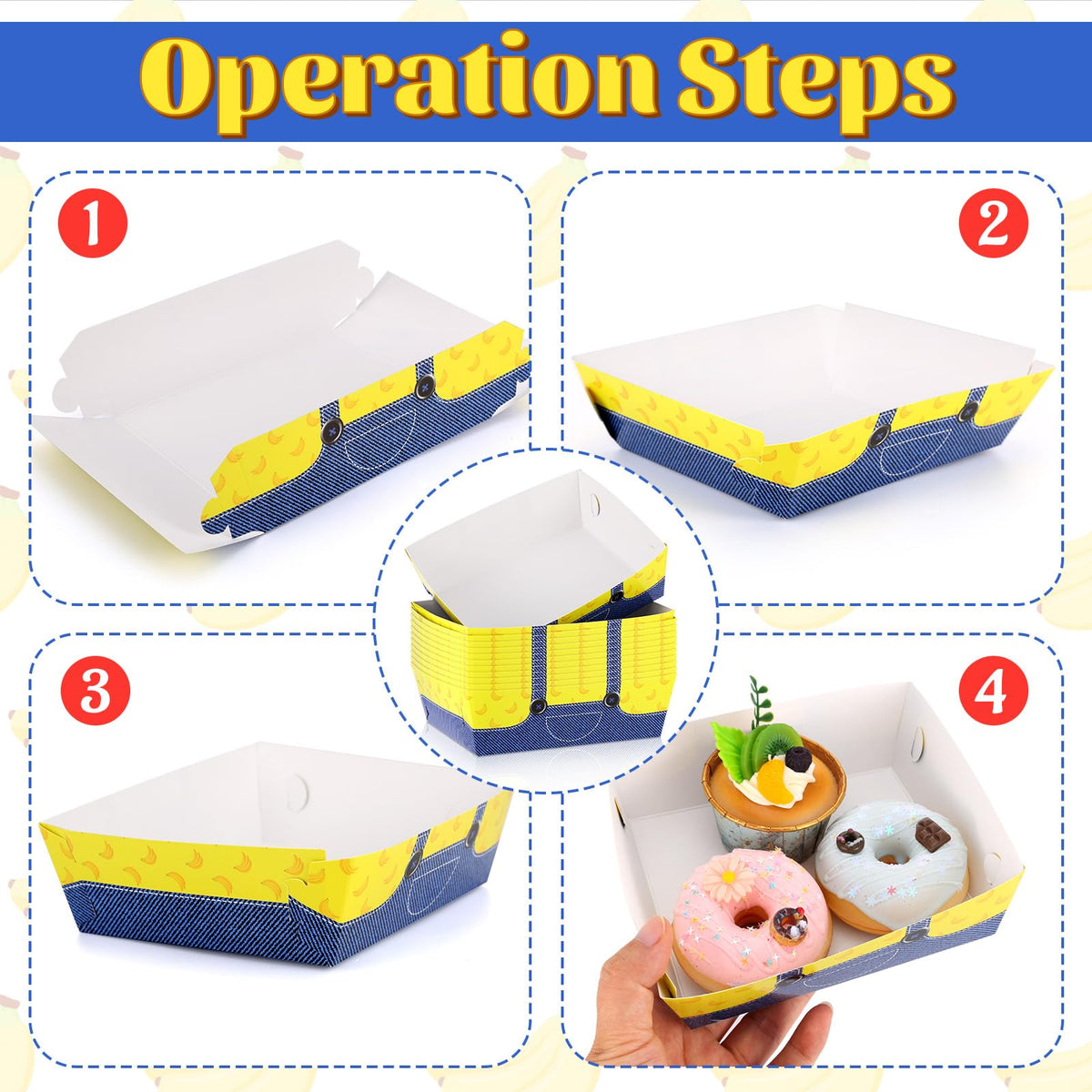 24 PCS Cartoon Yellow Party Food Trays Disposable