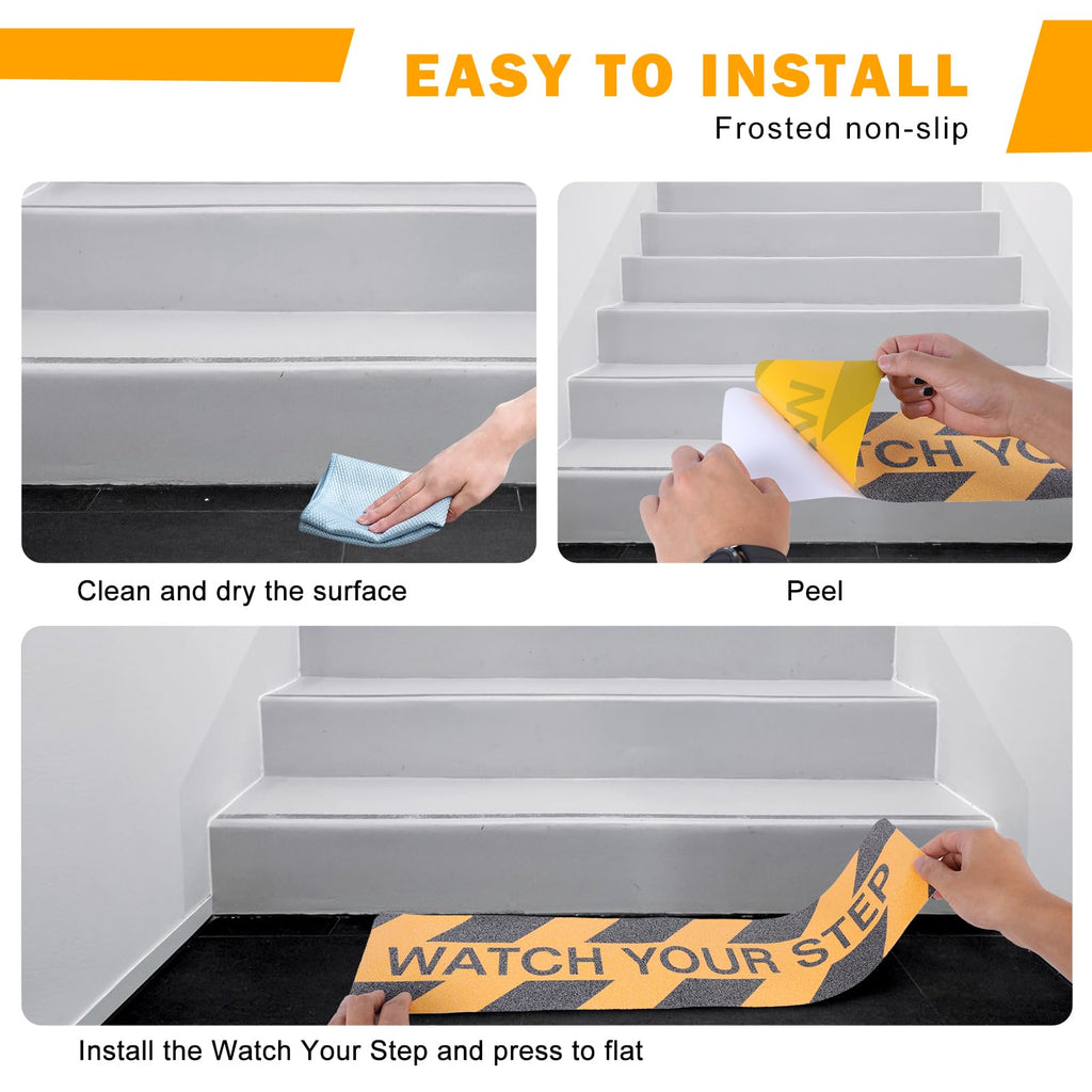Watch Your Step Decals, 6 x 24 Inch, 6 Pack Caution Warning Stickers