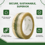 Biodegradable Packing Tape | Plant-Based Cellulose Packaging Tape | Heavy Duty All-Purpose Adhesive for Shipping, Moving, Office, Crafts | Easy-Tear, Low-Noise, Clear - 3pk 1.93 in x 70 yds 1.93 in (Printed) 3