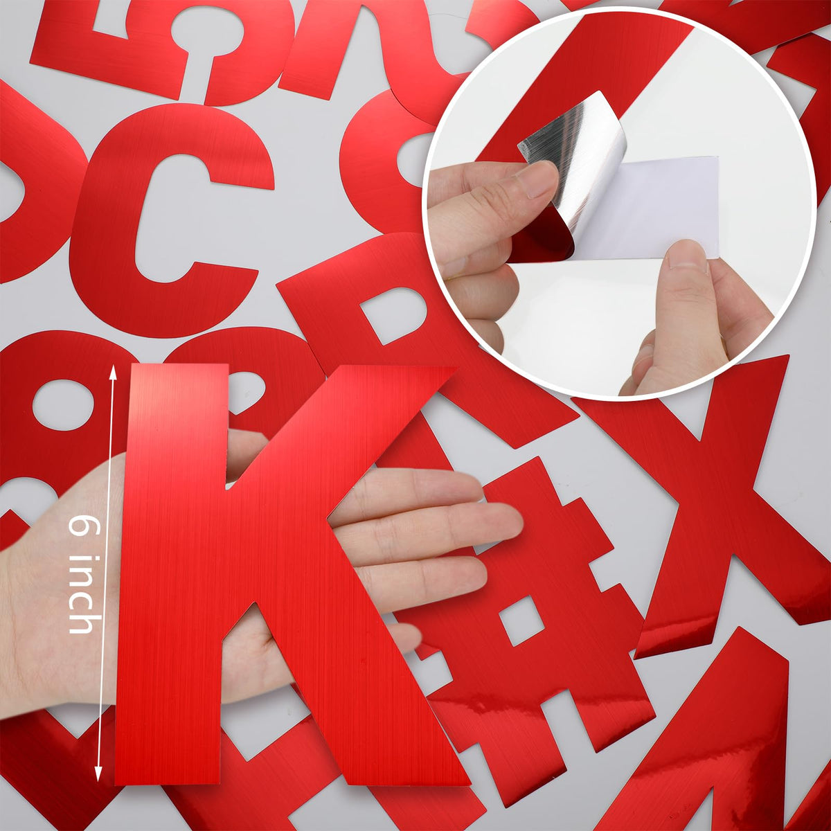 Seajan Red 184pcs 6" Shiny Giant Letter Sticker Alphabet Number Sticker