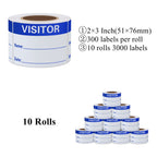 Visitor Pass Labels Name Identification Stickers 2×3 Inch, 10 Rolls Per Color（Fluorescent Green & Blue） 20 Rolls Total 6000 Stickers