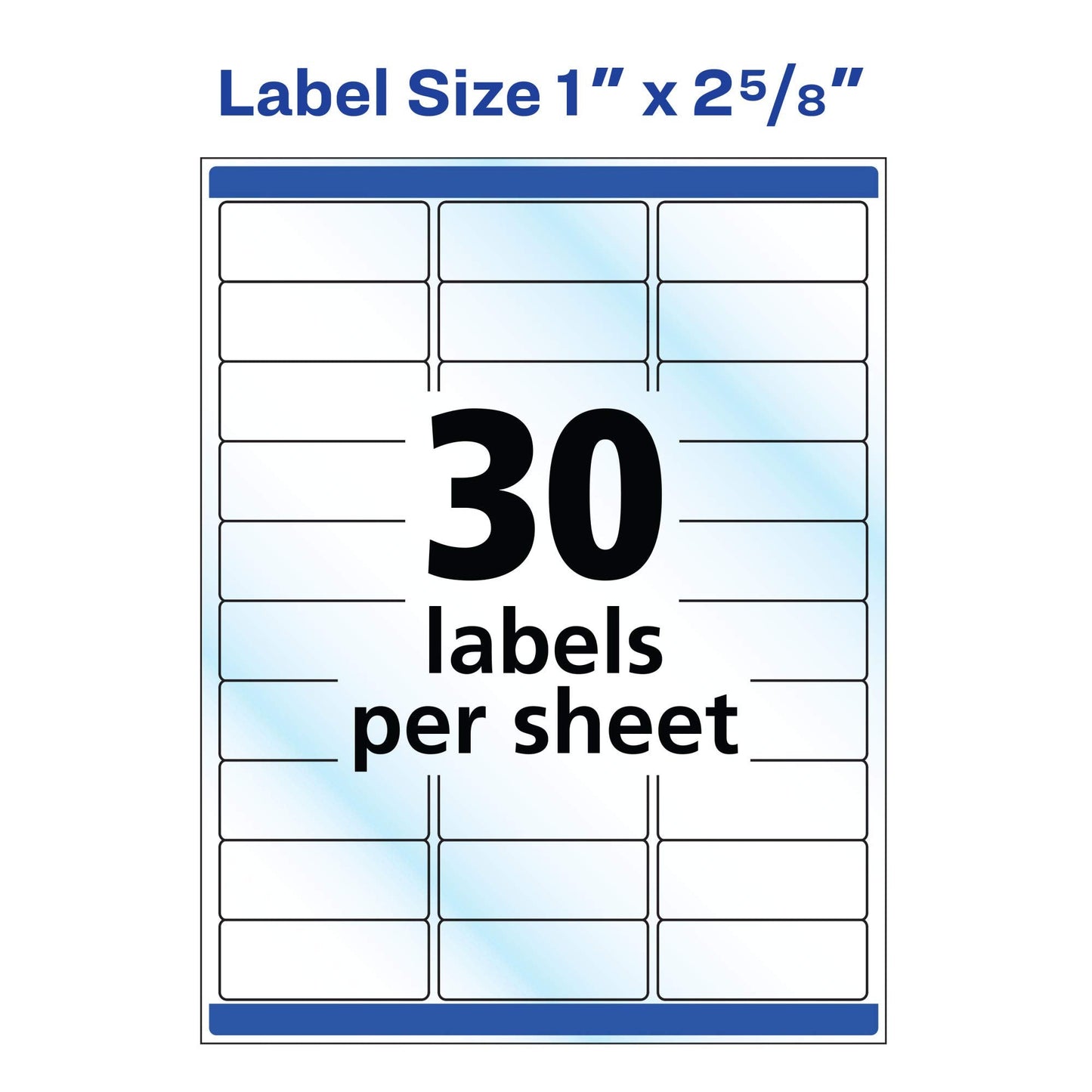 Avery Printable Address Labels with Sure Feed, 1" x 2-5/8", Glossy Clear, 300 Blank Mailing Labels for Laser and Inkjet Printers (6521) 1" x 2-5/8" 300 Labels