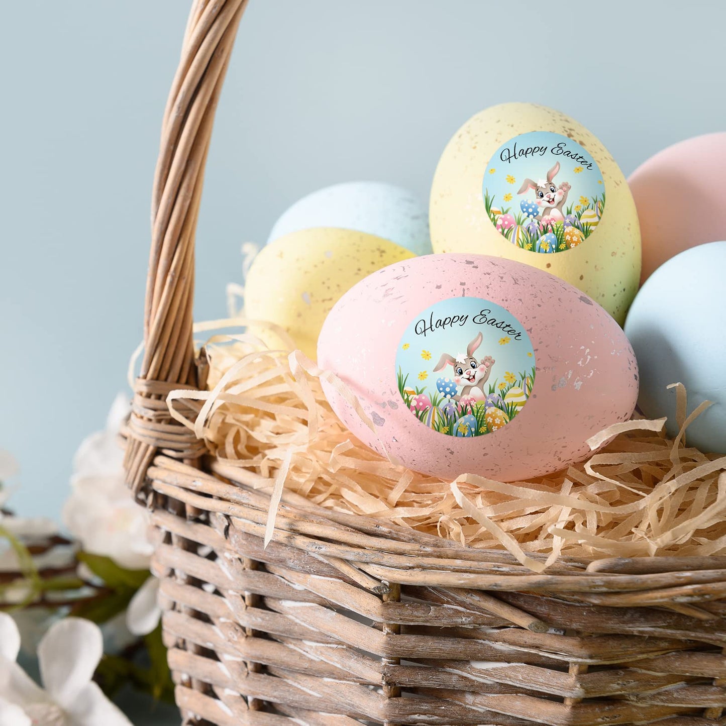 Heyfibro 500 PCS 1.5 Inch Happy Easter Roll Stickers for Small Business, Gift Packing, Cards, Candy Bags, Envelope Seals, Party Supplies (Bunny) Bunny