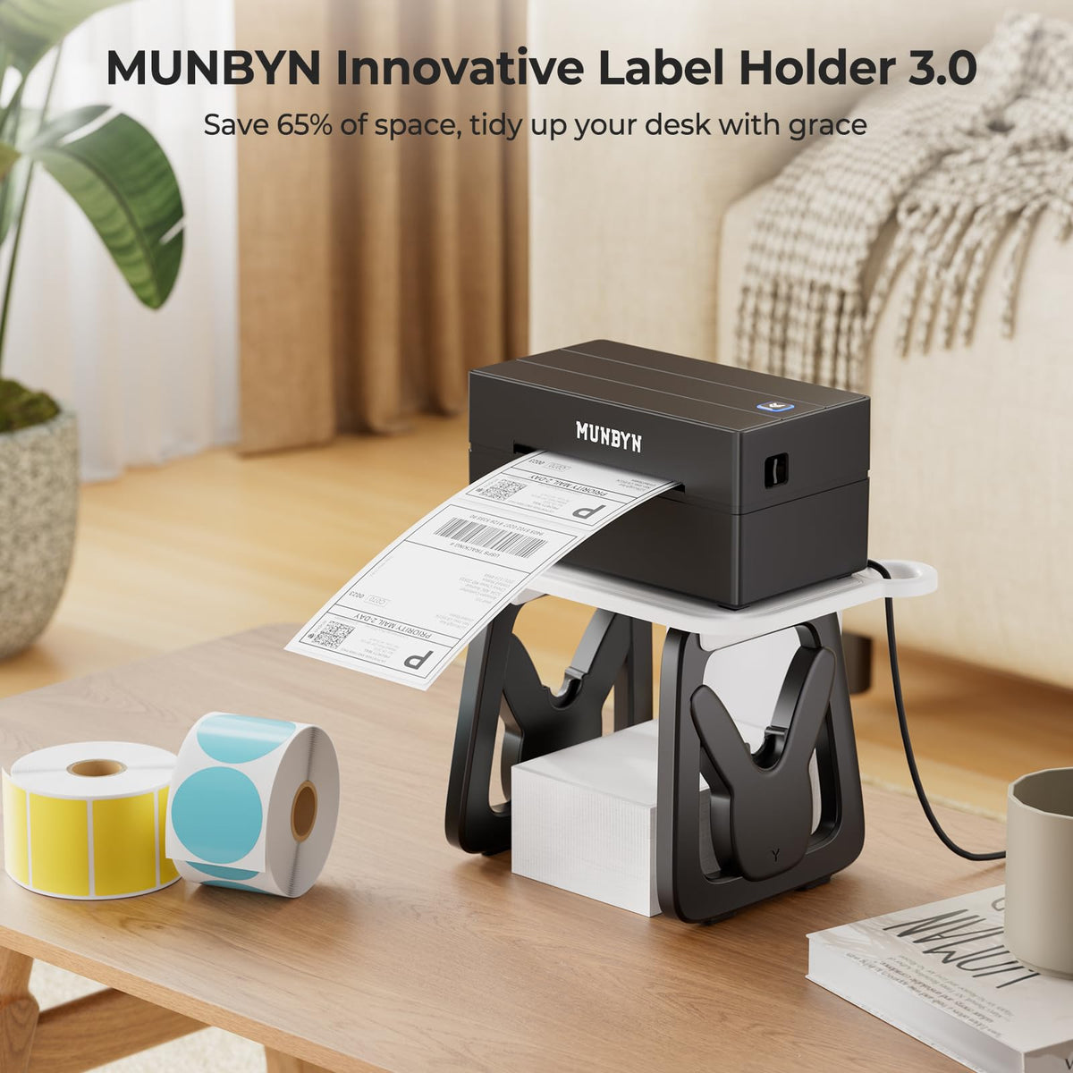 MUNBYN Label Holder for Rolls and Fanfold Labels