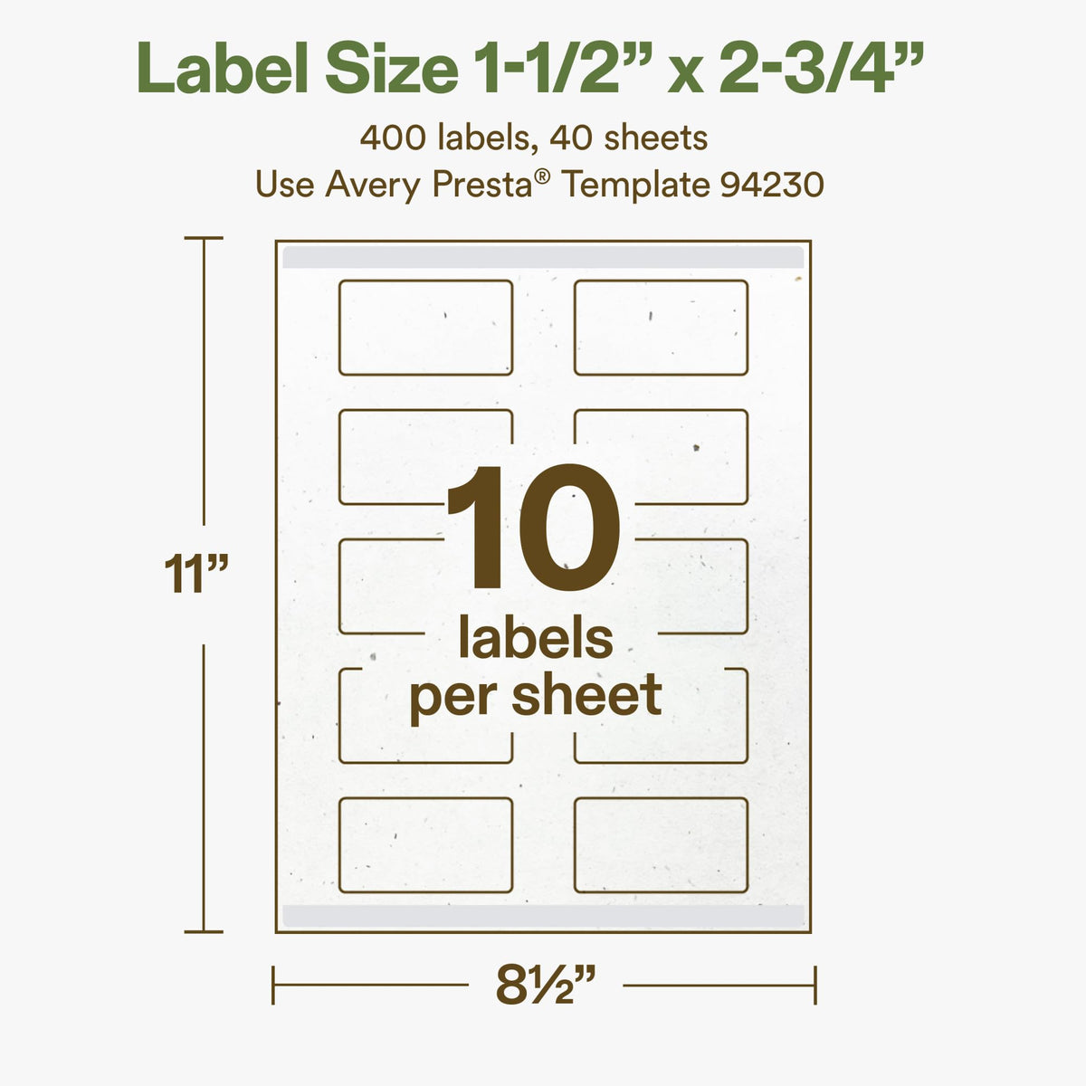 Avery Printable Rectangle Hemp Labels with Sure Feed Technology, 1-1/2" x 2-3/4", Off-White, Print-to-the-Edge, Laser & Inkjet Compatible, 400 Total, Great for Product Branding, Packaging, and More 400 Labels