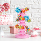 PRETYZOOM Pink Adjustable Multi-Tier Lollipop Stand Candy Display Rack for Parties Weddings Store Use 10.62X5.31X5.31 Inch Lollipop Holder for Kids and Events
