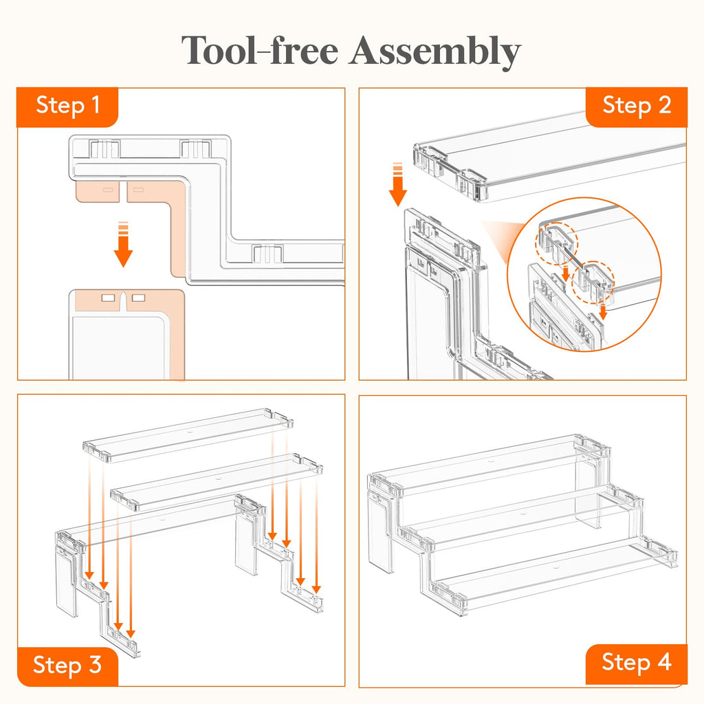 Lifewit 12″ Spice Rack, Perfume Cologne Stand, Tool-Free Assembly, 1 Pcs 12″3-Tier,1 pc Clear
