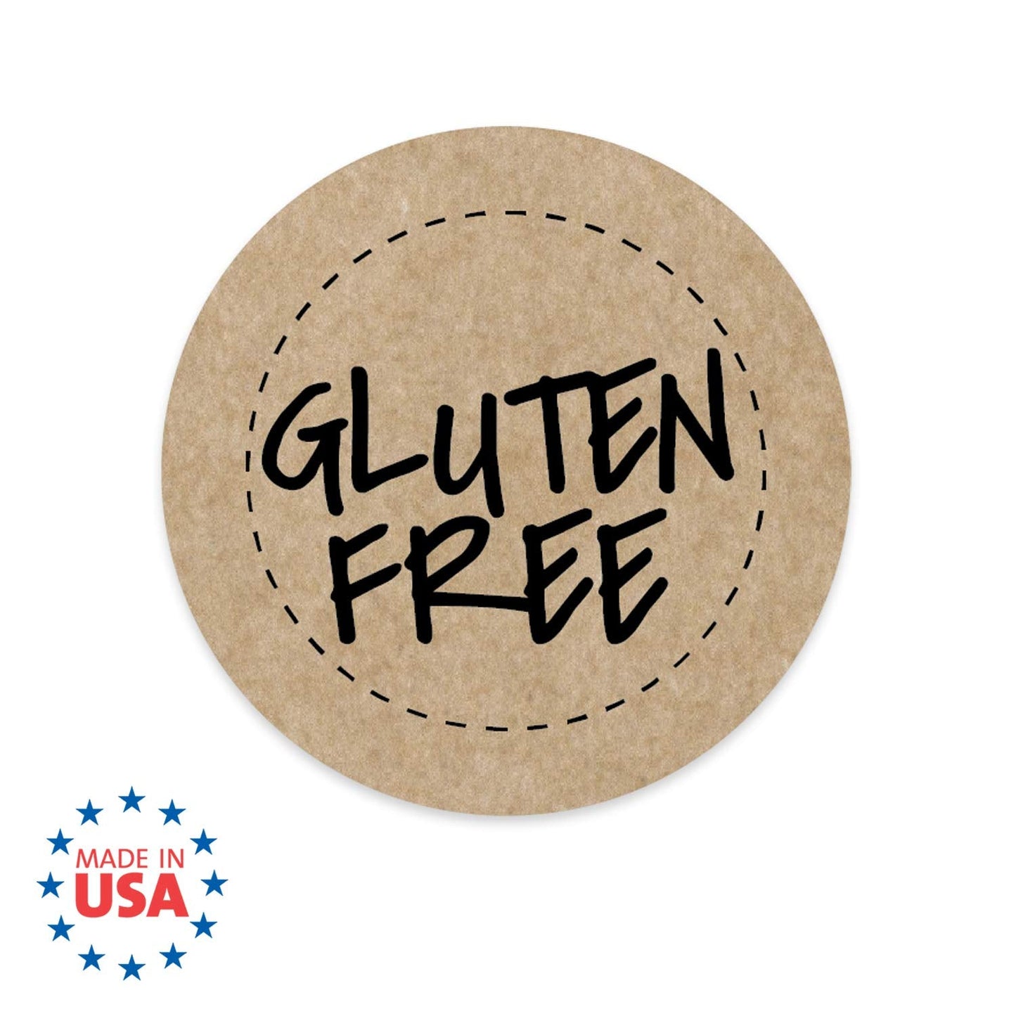 Gluten Free Kraft Stickers / 500 Brown Kraft Circle Labels Per Roll / 1" Round Food Labels Labels/Food Allergy Sticker Seals Gluten Free