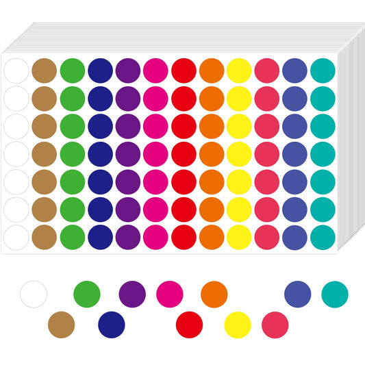 1680 Pcs Colored Dot Stickers 3/4 inch Small Circle Stickers 12 Colors Bulk Dot Markers for Toddler Projects, Kids Classroom Supplies, Price Marking and Garage Sale (Solid) Solid 1680