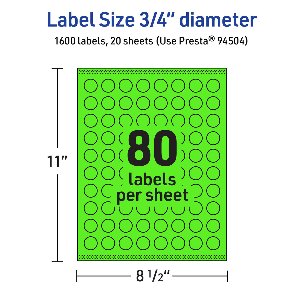 Avery Printable Round Labels, Sure Feed Technology, 3/4" Diameter, Neon Green Labels, Print-to-the-Edge, Laser/Inkjet, 1,600 Total, Great for Price Stickers and Mailing Seals 1,600 labels