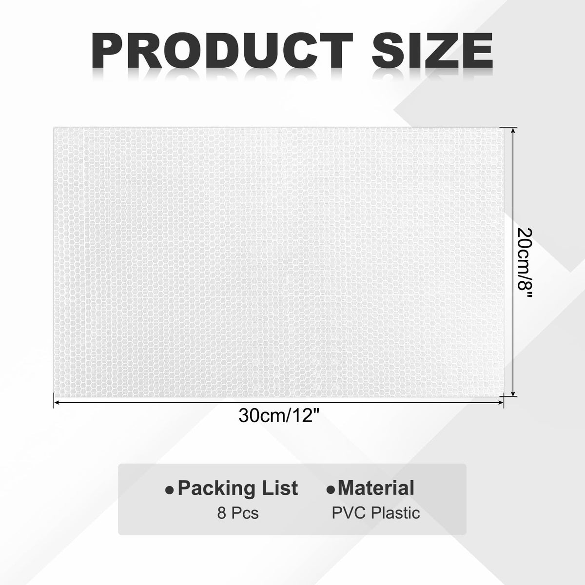 MECCANIXITY Adhesive Reflective Stickers, 12 x 8 Waterproof Safety Reflective Tape Warning Night Reflector Sticker for Bicycles Cars Trailer Mailbox, White Pack of 8
