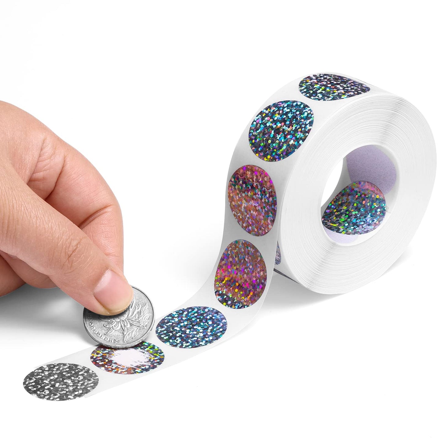 Holographic Scratch Off Sticker 1inch Round Scratch Off Label 1000pcs/roll