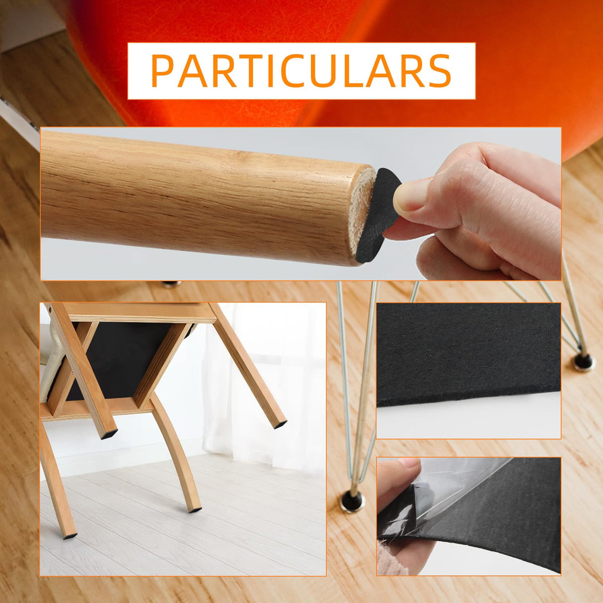 QILIMA Black 2 Rolls Felt Strips with Adhesive Backing, Heavy-Duty Felt Tape DIY for Heavy Furniture Home Improvement,0.2 x 4 Inch x 202 Inch