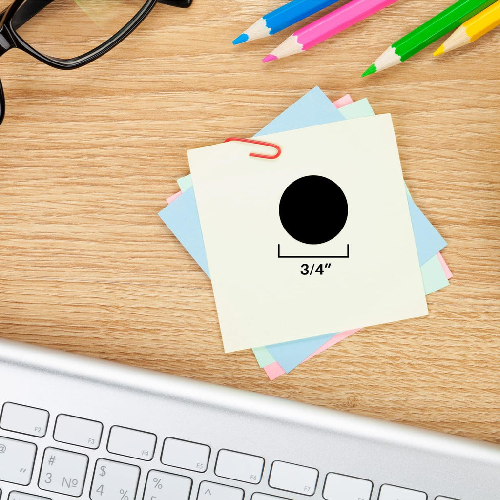 ChromaLabel 0.75-inch round removable color code dot stickers in black, 1000 labels in dispenser box for color-coding.