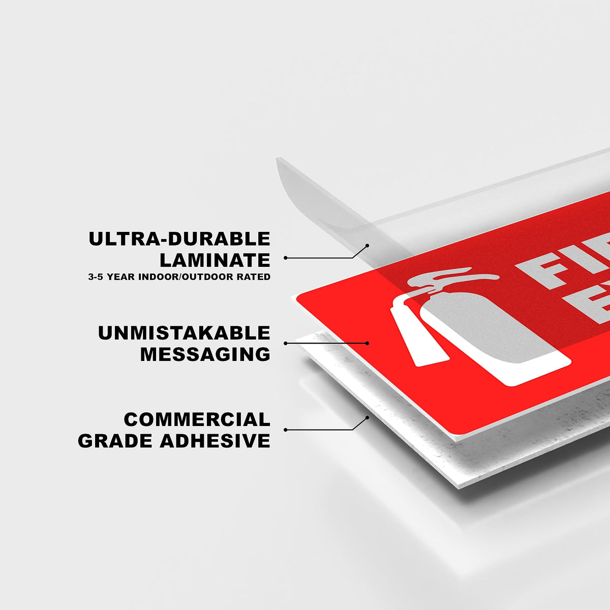 Fire Extinguisher Sticker for Business - Office, Commercial, Landlord (Short Term Rental) - High Visibility Fire Extinguisher Sign for Safety and Compliance. Size 6" x 2", 20 Labels Red