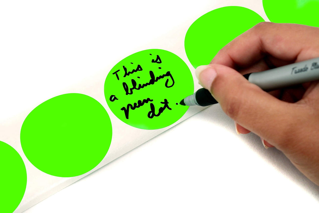 ChromaLabel 2-inch fluorescent adhesive color code labels kit with six rolls and 3,000 stickers for organizing and labeling.