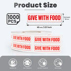1000PCS Give with Food Veterinary Sticker 1.6 x 0.4 Inch