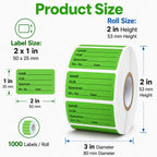1000 PCS Specimen Collection Label 2"x1" Self Adhesive Vinyl Green Green, Black