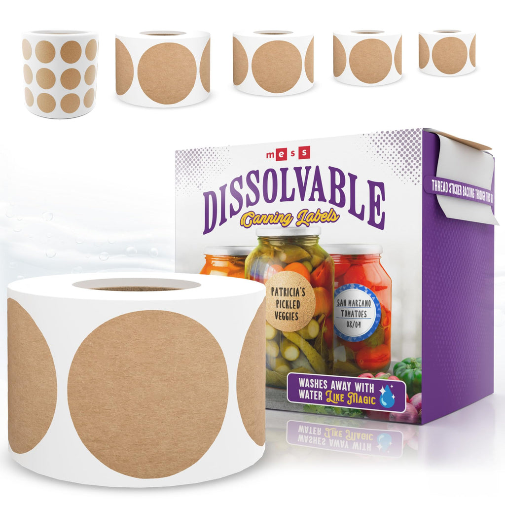 Canning Kit - 1.5" - 2" - Jar Stickers - Dissolvable Canning Labels Round