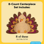 Big Dot of Happiness 3D Thanksgiving Turkey Centerpiece Table Decorations, Freestanding Fall Harvest and Friendsgiving Party Decor, Turkey Centerpieces - 8 Count 11.5 x 7.5 inches