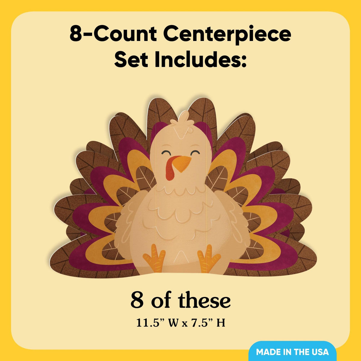Big Dot of Happiness 3D Thanksgiving Turkey Centerpiece Table Decorations, Freestanding Fall Harvest and Friendsgiving Party Decor, Turkey Centerpieces - 8 Count 11.5 x 7.5 inches