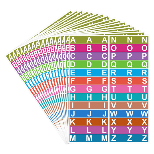 Alphabet Book Spine Labels, Adhesive Alphabet Index File Folder Labels A-Z Tab Dividers Stickers for Classroom Book Organization.(520 Pcs)