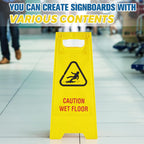 2 Pack 17.5" Height Blank Floor Sign Yellow A-frame Foldable Caution Sign Write-On Double Sided Safety Warning for Pool Restaurant Restroom Office 2 6.5 x 17.5 x 10.2 Inch
