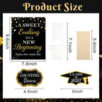 Spakon 24 Pcs Grad Candy Buffet Labels with Stand, Table Signs, Black Gold