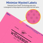 Avery Printable Rectangle Labels, Sure Feed Technology, 4" x 5", Bright Pink Labels, Print-to-The-Edge, Laser/Inkjet Printable, 40 Total, Great for Shipping and Packaging 40 labels