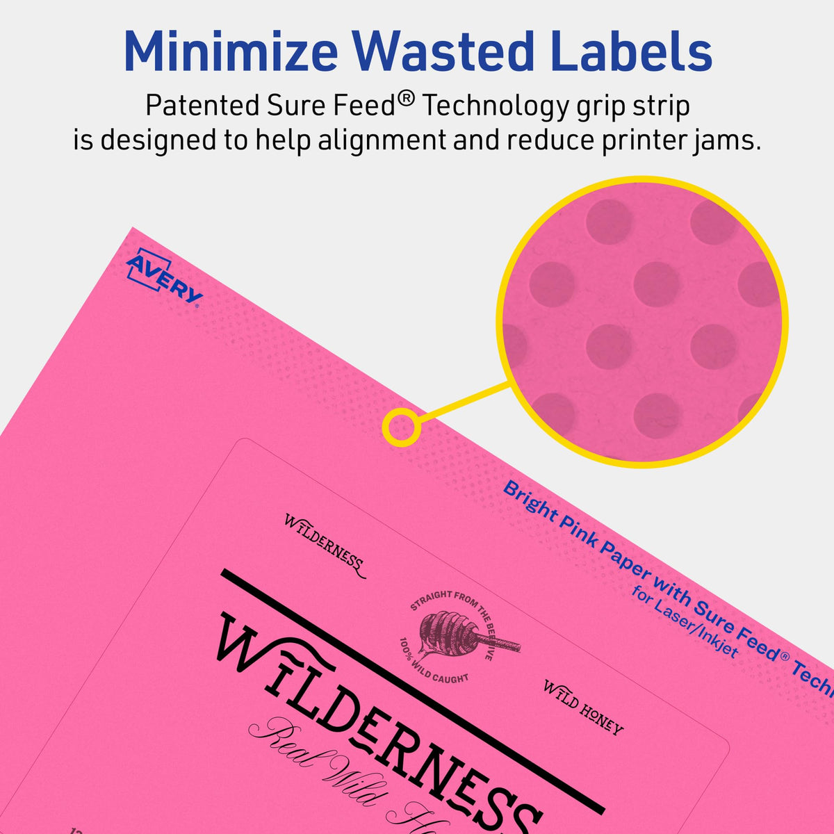 Avery Printable Rectangle Labels, Sure Feed Technology, 4" x 5", Bright Pink Labels, Print-to-The-Edge, Laser/Inkjet Printable, 40 Total, Great for Shipping and Packaging 40 labels