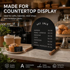 Tabletop Menu Display Stand with Magnetic Letters and Writable Board Matte Black Metal A5 Horizontal (11 × 6.7 in)